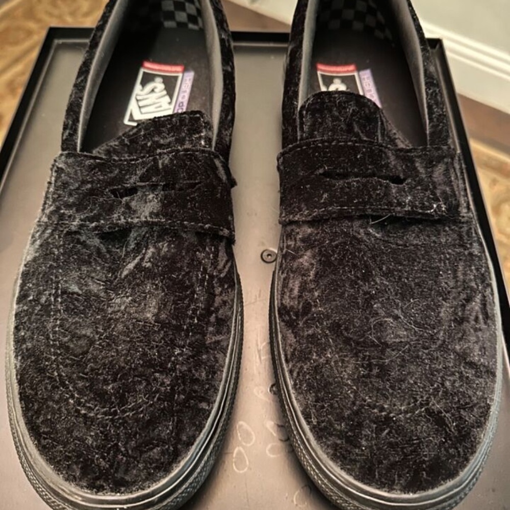 Vans Skating Velvet Black Popcush Skate Shoes Mens Size 9.5 US 8.5 UK 42.5 EUR